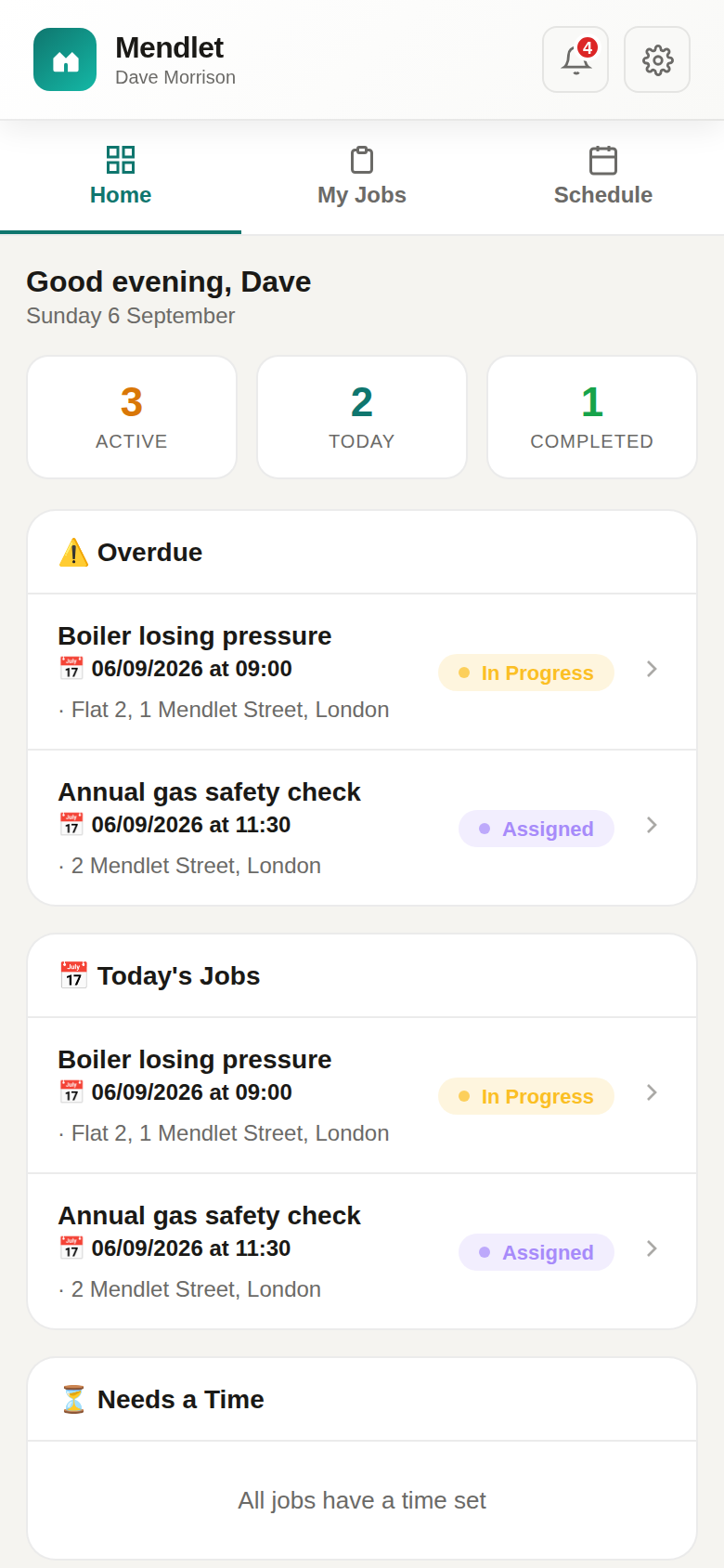 The job on the contractor's phone