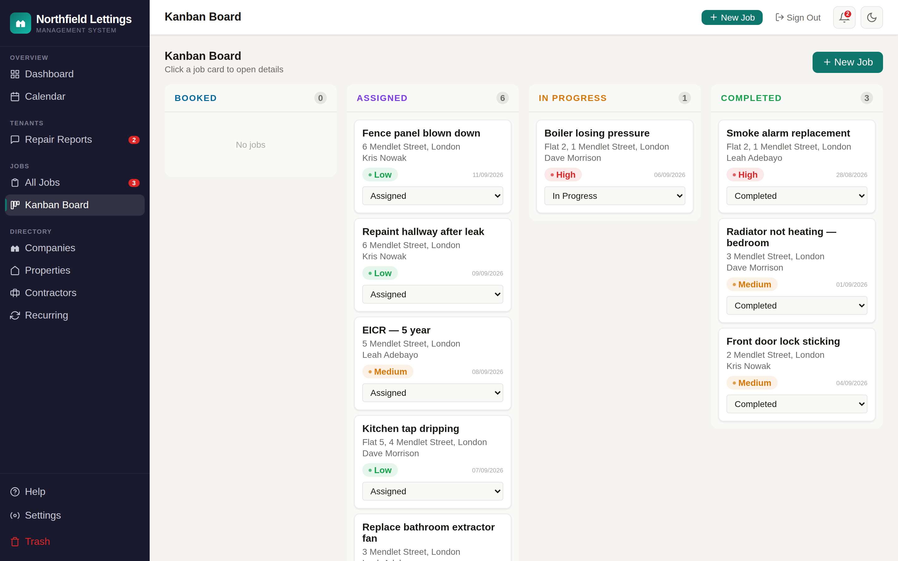 The Kanban board
