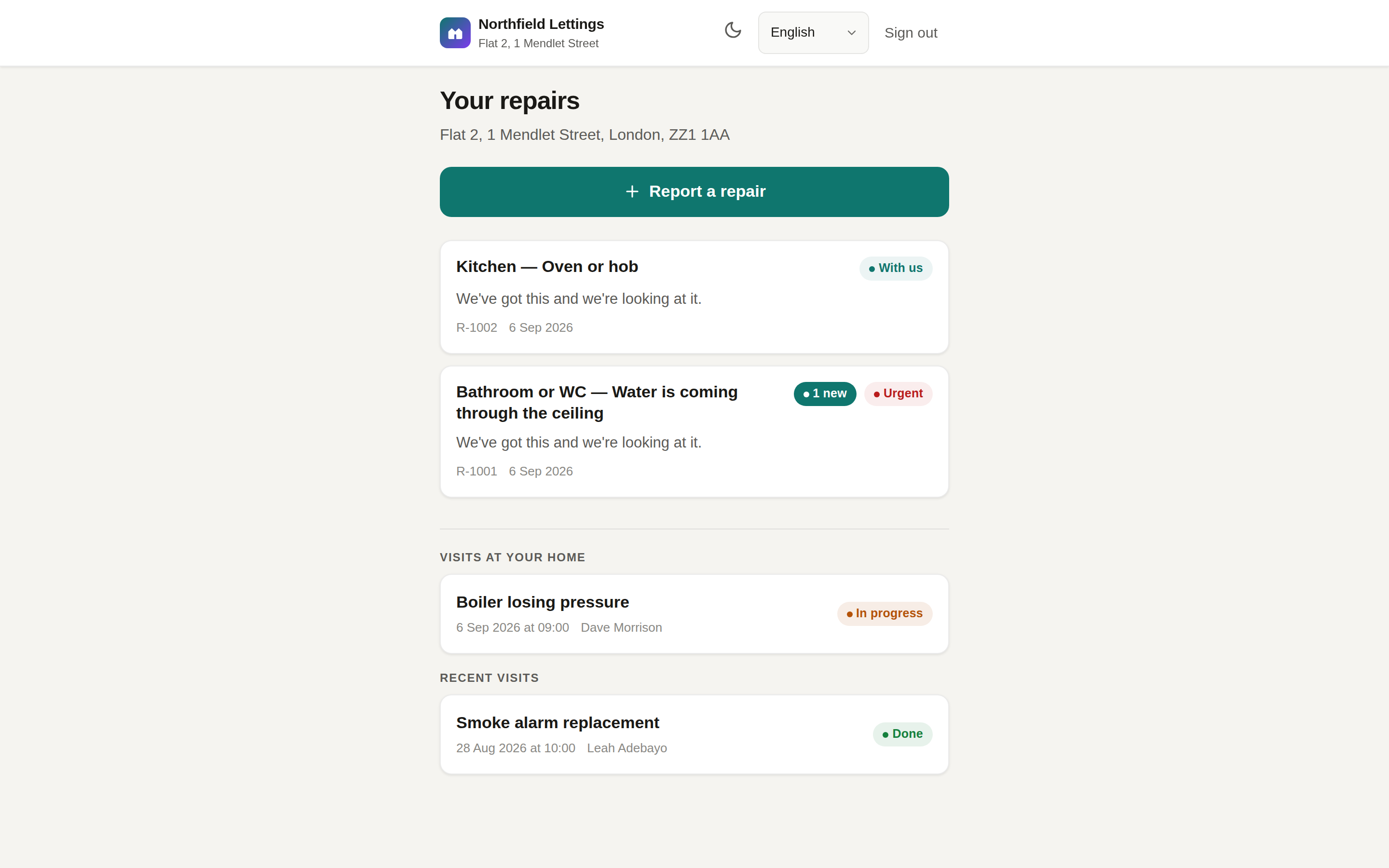 The tenant portal on a larger screen